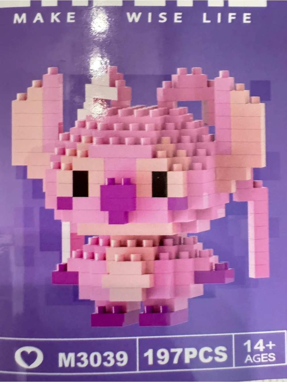 BRICKS angel stitch Building blocks Kit - Pink Character (197 PCS)